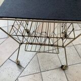 Coffee table with vinyl magazine holder 1960s