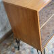Showcase storage teak vintage 1960 with hairpin legs