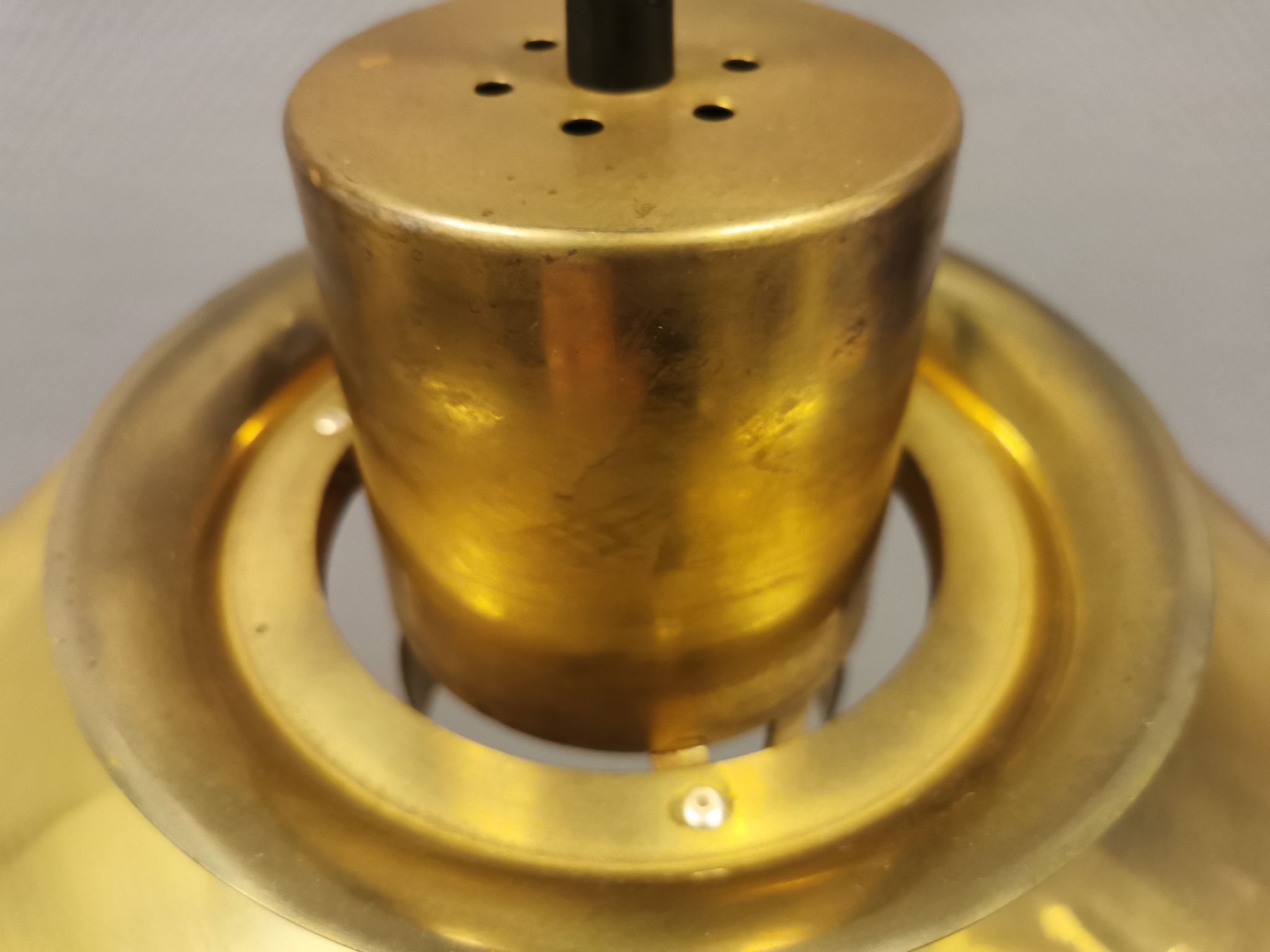 Hanging lamp from the 1970s-1980s, produced by Danish Vitrika, made of brass.