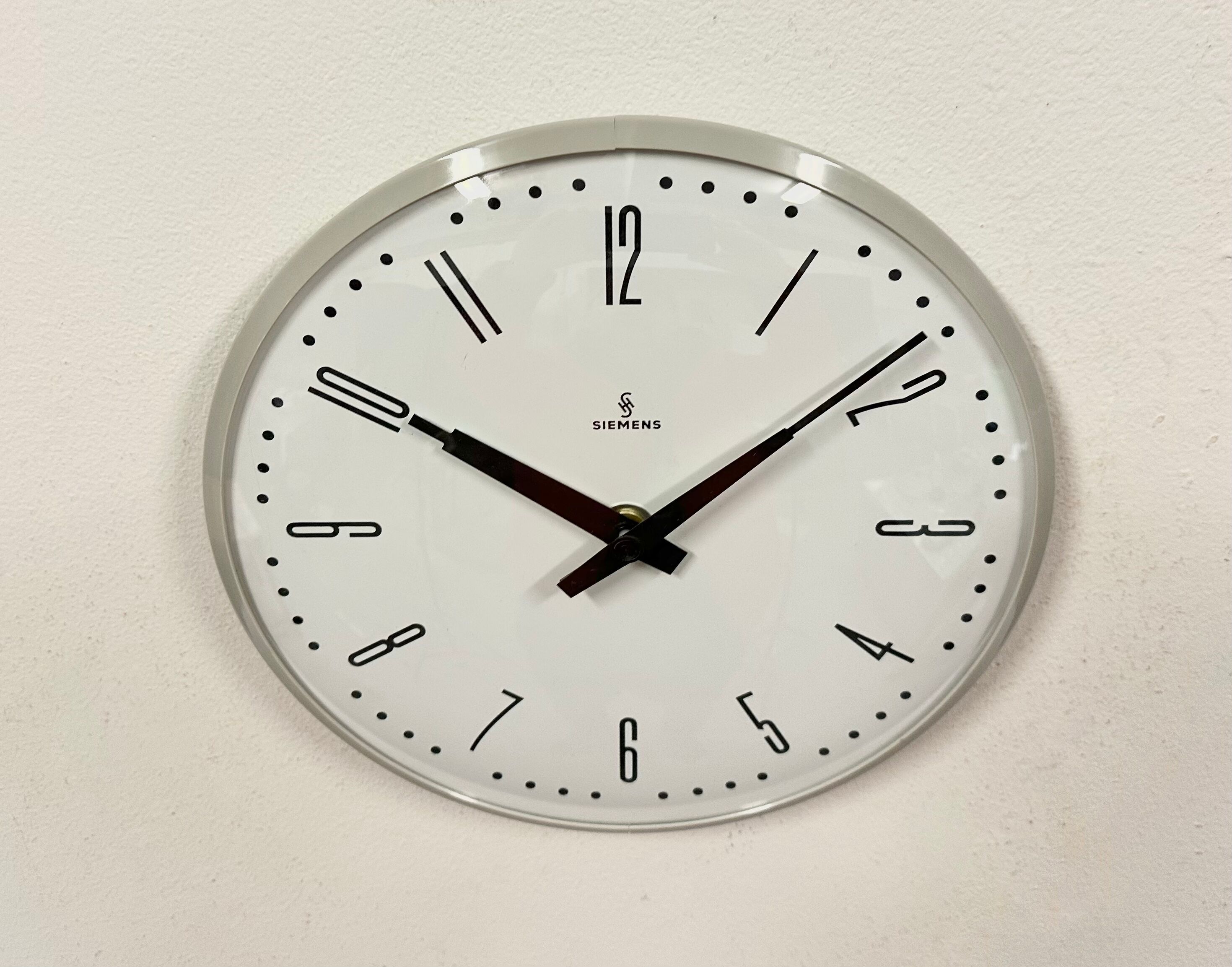 Grey Industrial Factory Wall Clock from Siemens, 1970s