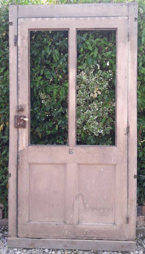 Porte ancienne vitrée 211,5x105,5cm et son cadre porte d'entrée