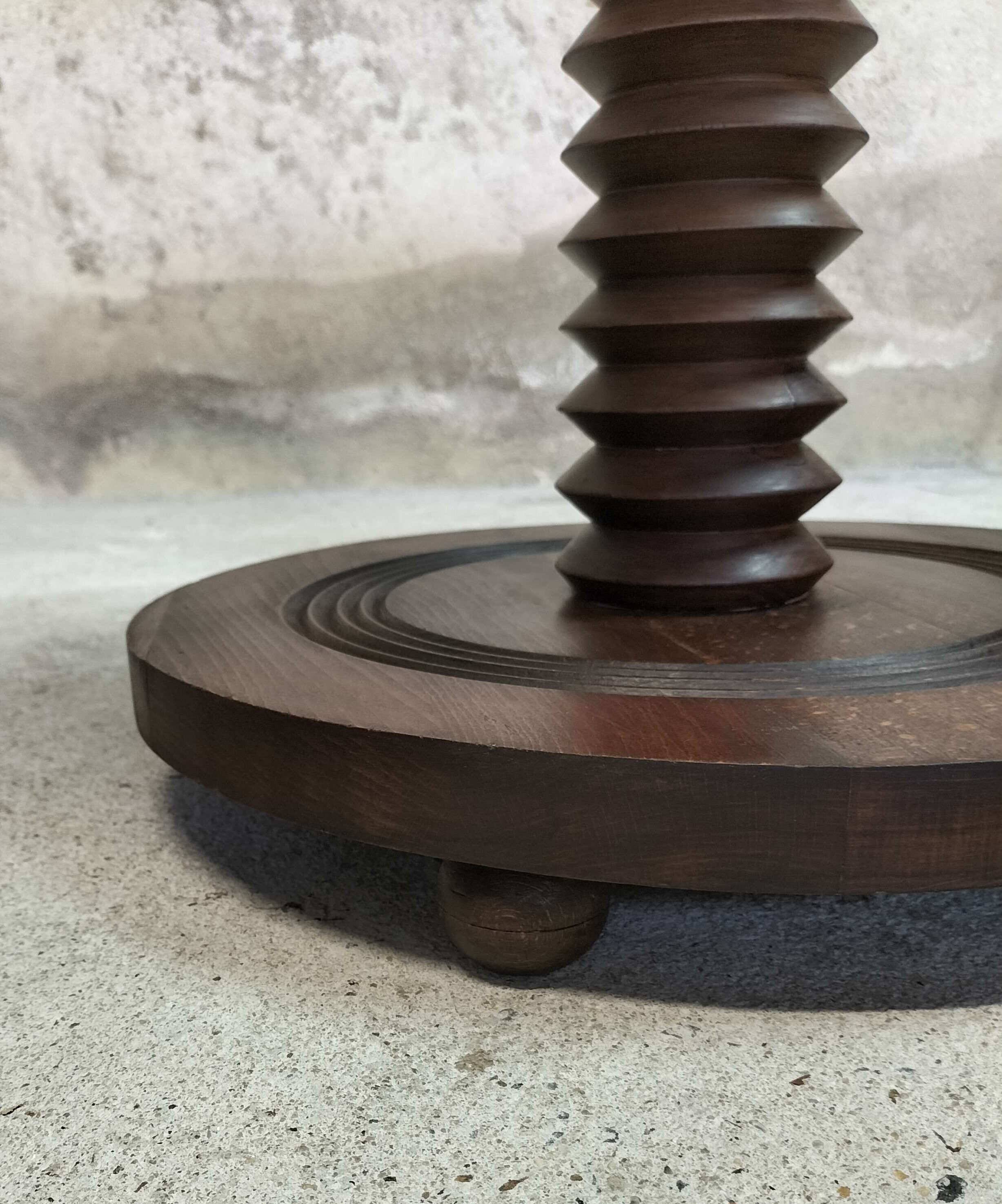 Turned wooden pedestal table