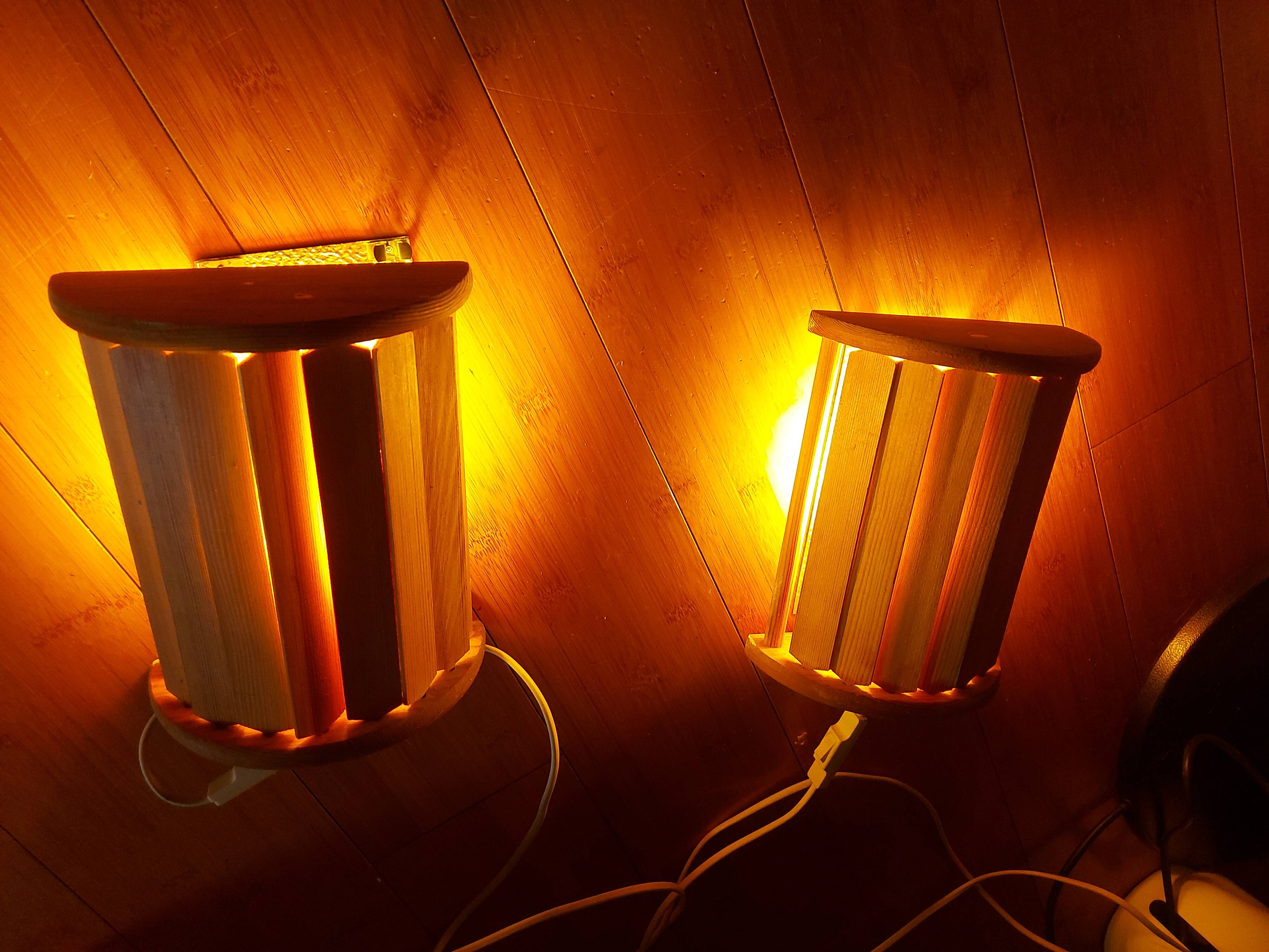 2 vintage 80'S Ikea wooden wall lights