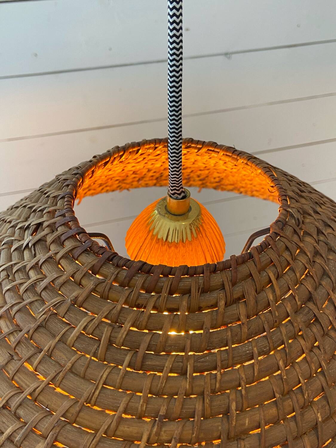 Rattan pendant lamp from the 60s