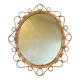 Oval rattan mirror from the 1950s France