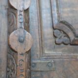 Antique carved wooden window and shutter from Rajasthan
