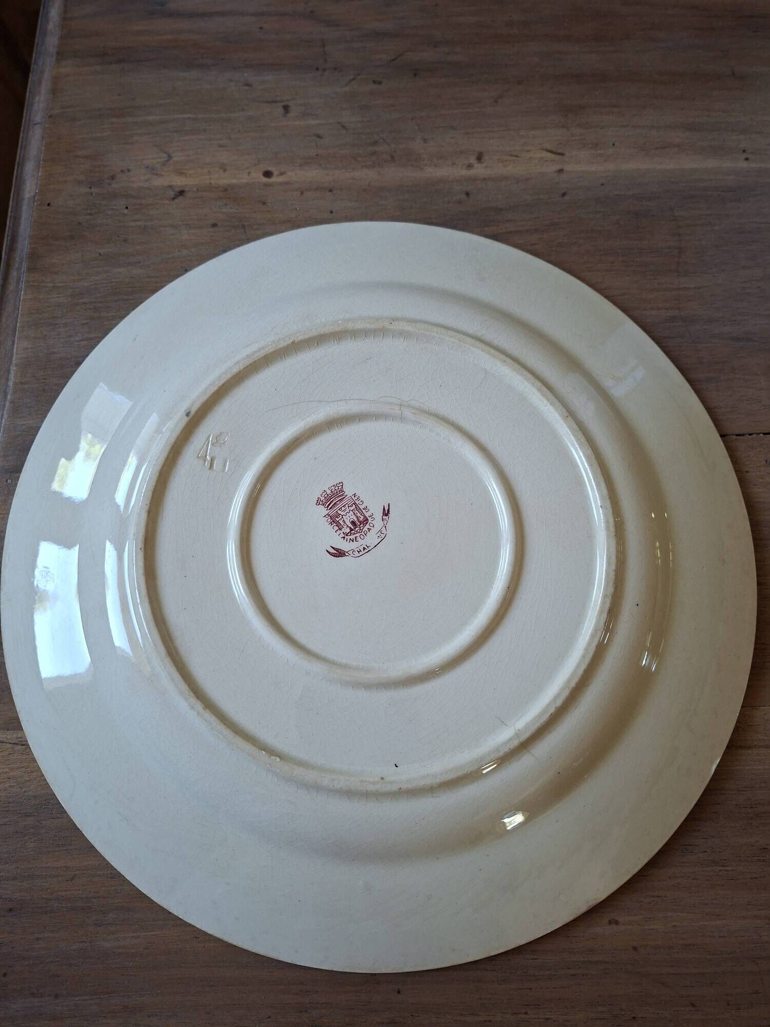 Plat faïencerie girns chardon in red