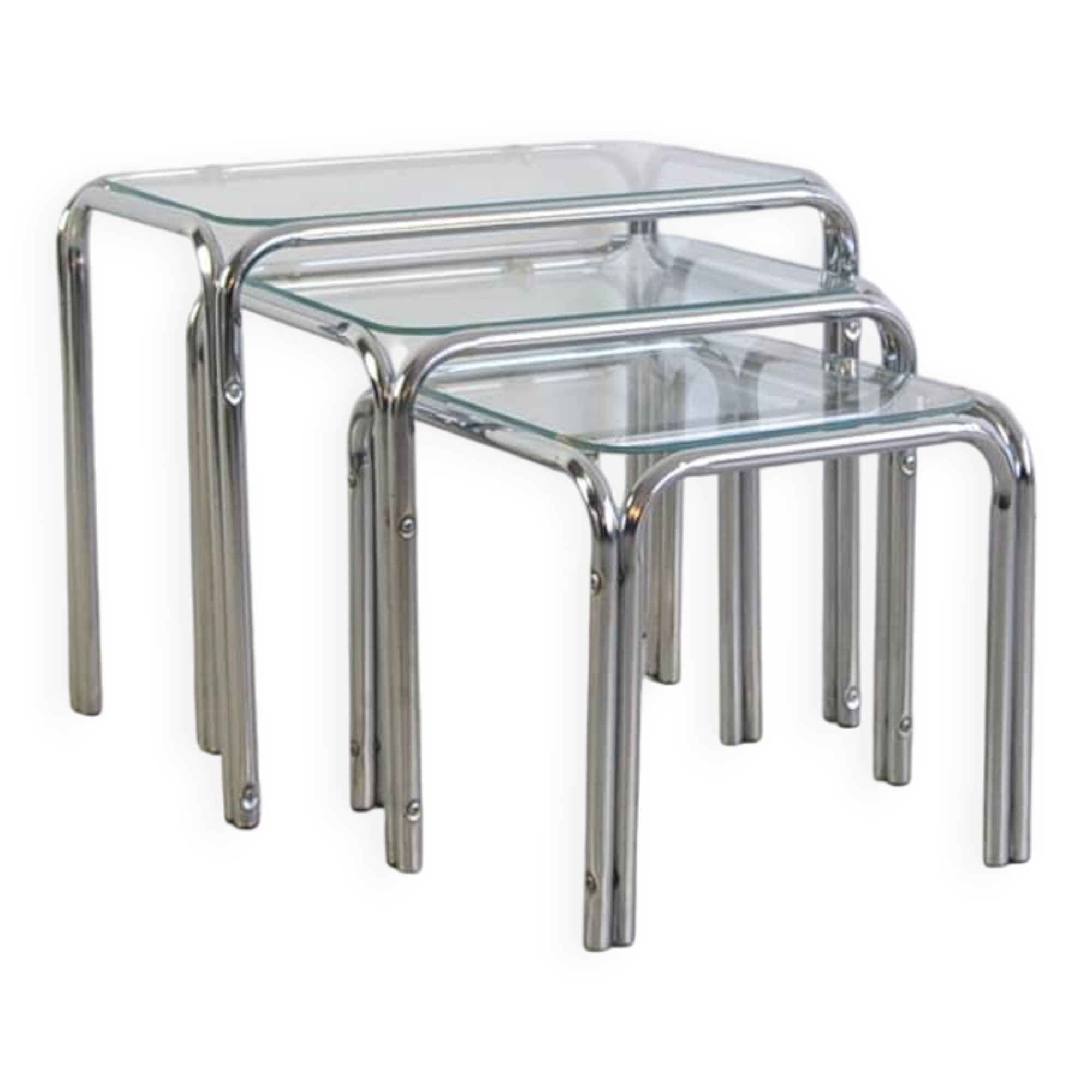 Ensemble de 3 tables gigognes en chrome