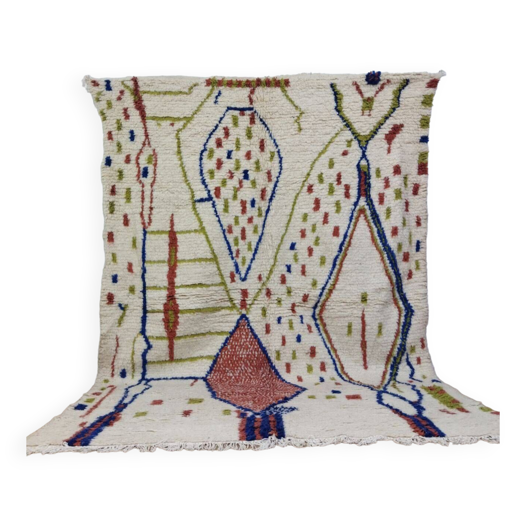 Handmade wool Berber rug 265x193cm