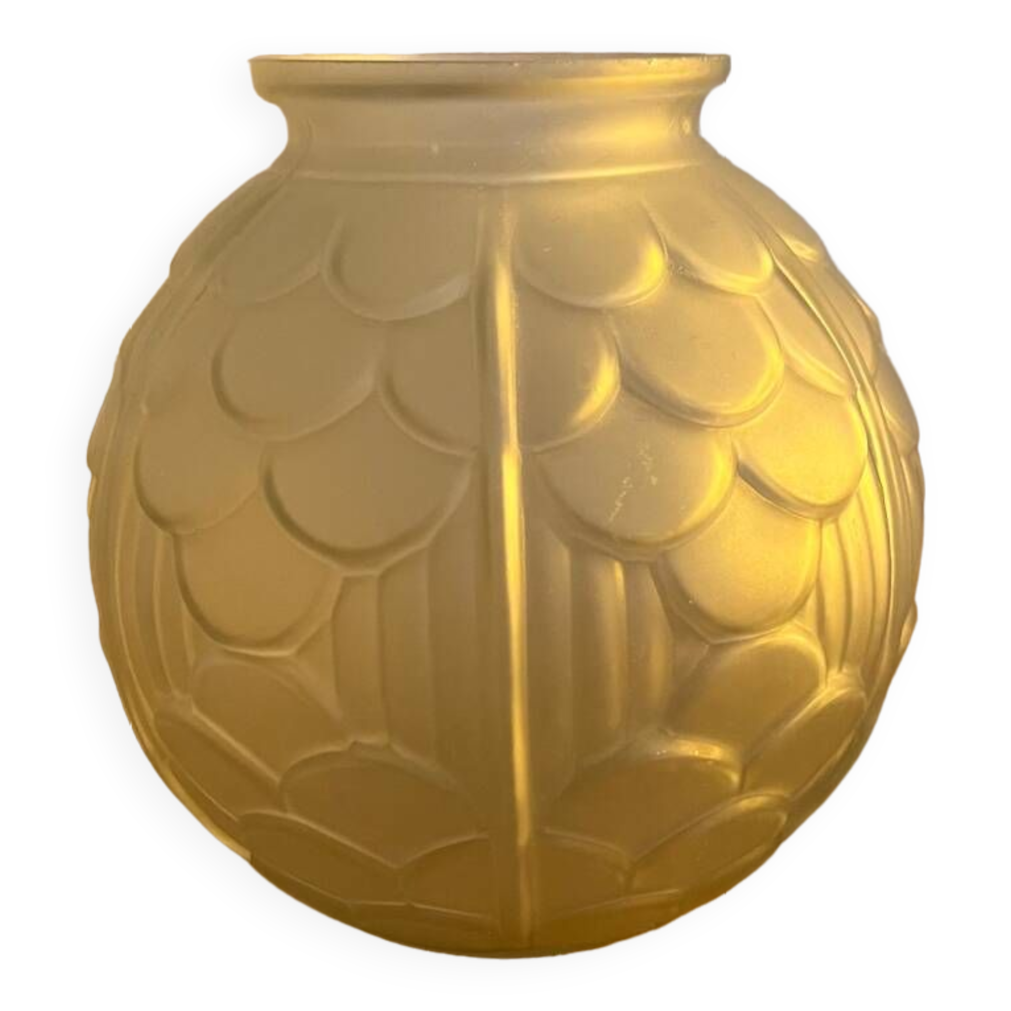 Art Deco style ball vase in frosted glass made in France