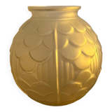 Art Deco style ball vase in frosted glass made in France