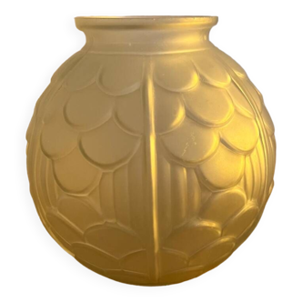 Art Deco style ball vase in frosted glass made in France
