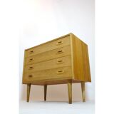 Scandinavian chest of drawers in light wood, 1970s.
