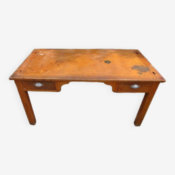 Bureau/table d'atelier ou de travail ancienne en chêne