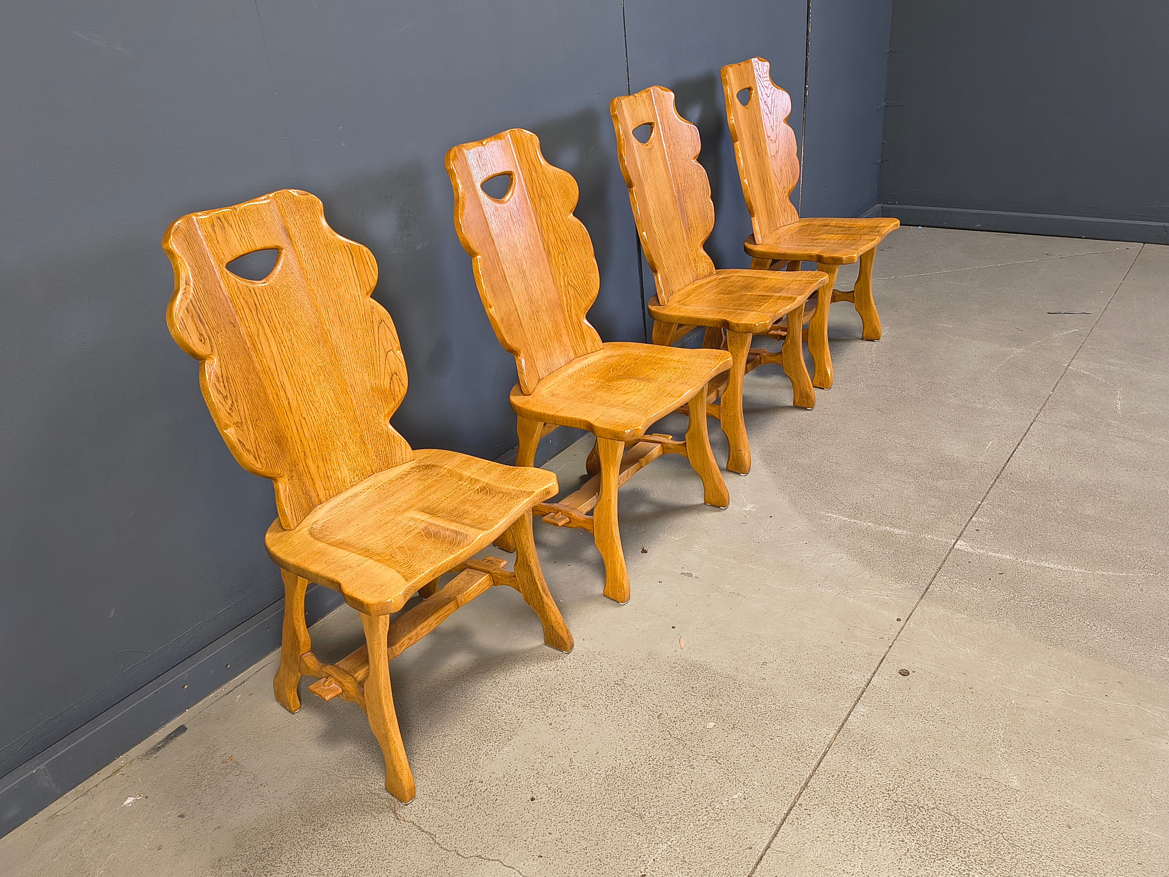 Vintage rustic dining chairs, set of 4 - 1960s