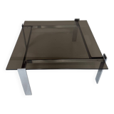 Smoked glass and chrome steel coffee table, Italian design from the 70s