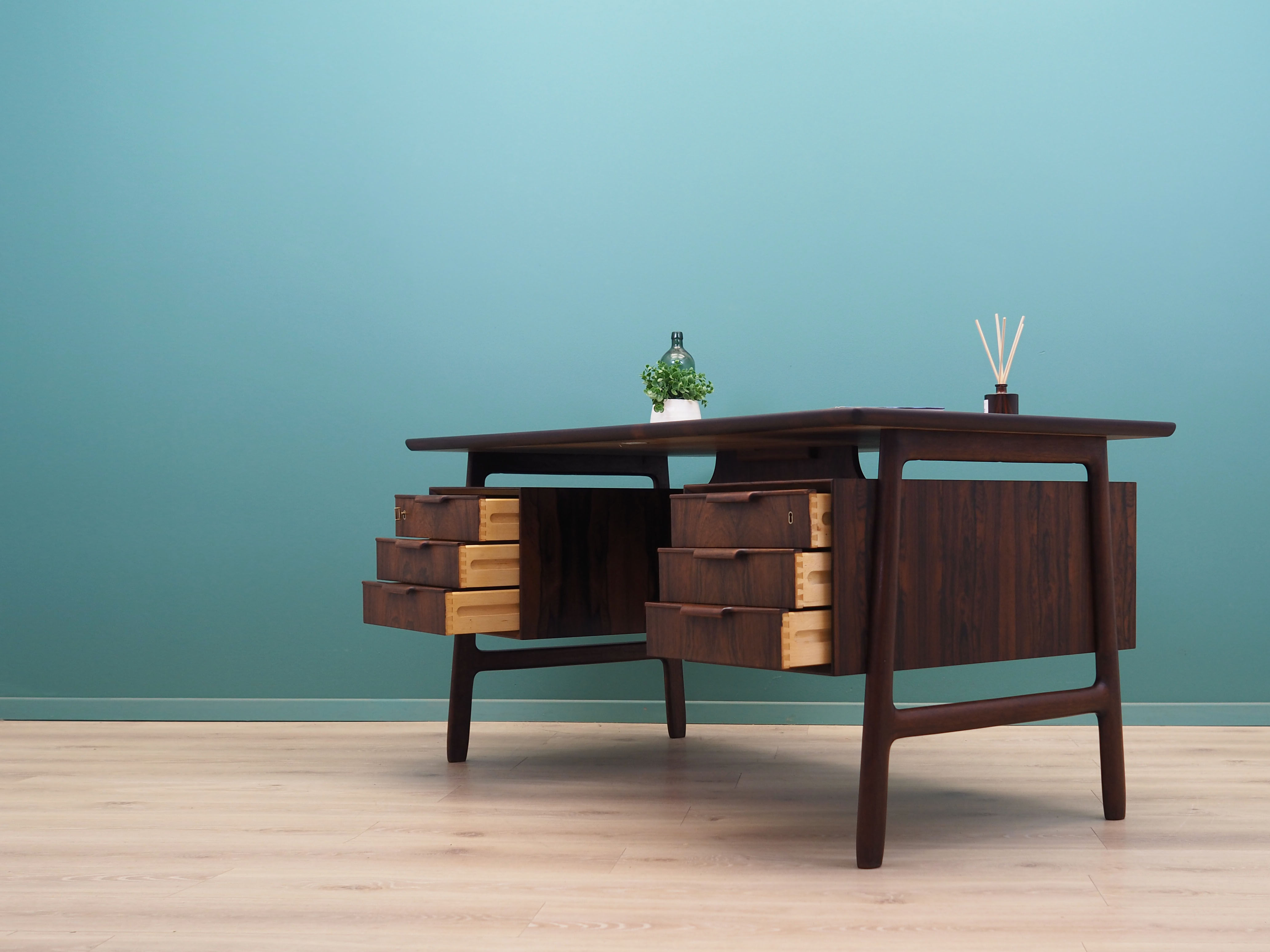 Rosewood desk, Danish design, 1970s, made by Omann Jun
