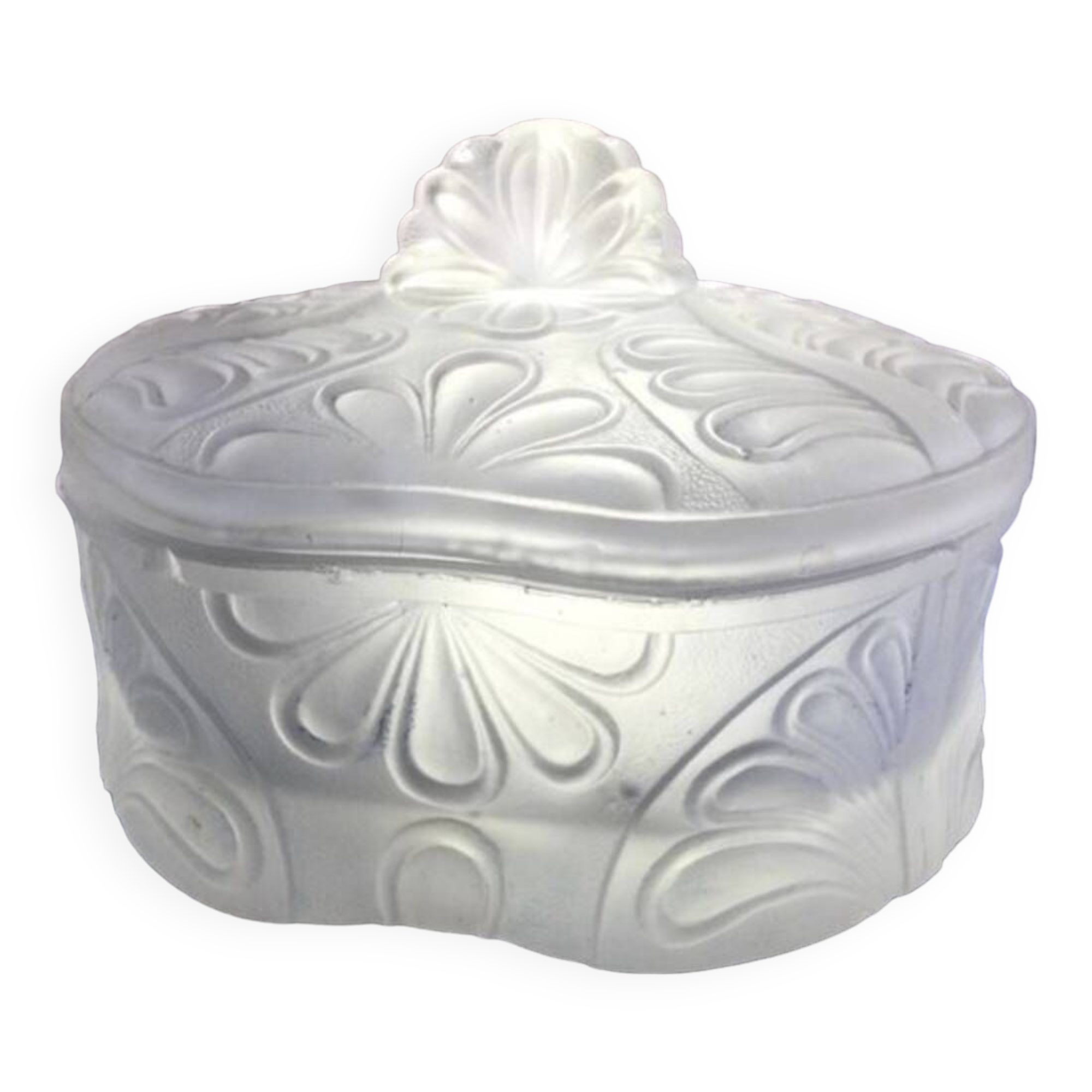 Art Deco Molded Glass Candy Box / Powder Box – Palmette