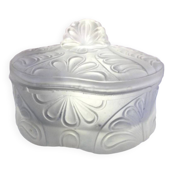 Bonbonnière / Boîte à Poudre en Verre Moulé Art Déco – Palmette
