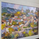 Painting Claude Carvin. Bonnieux, perched village