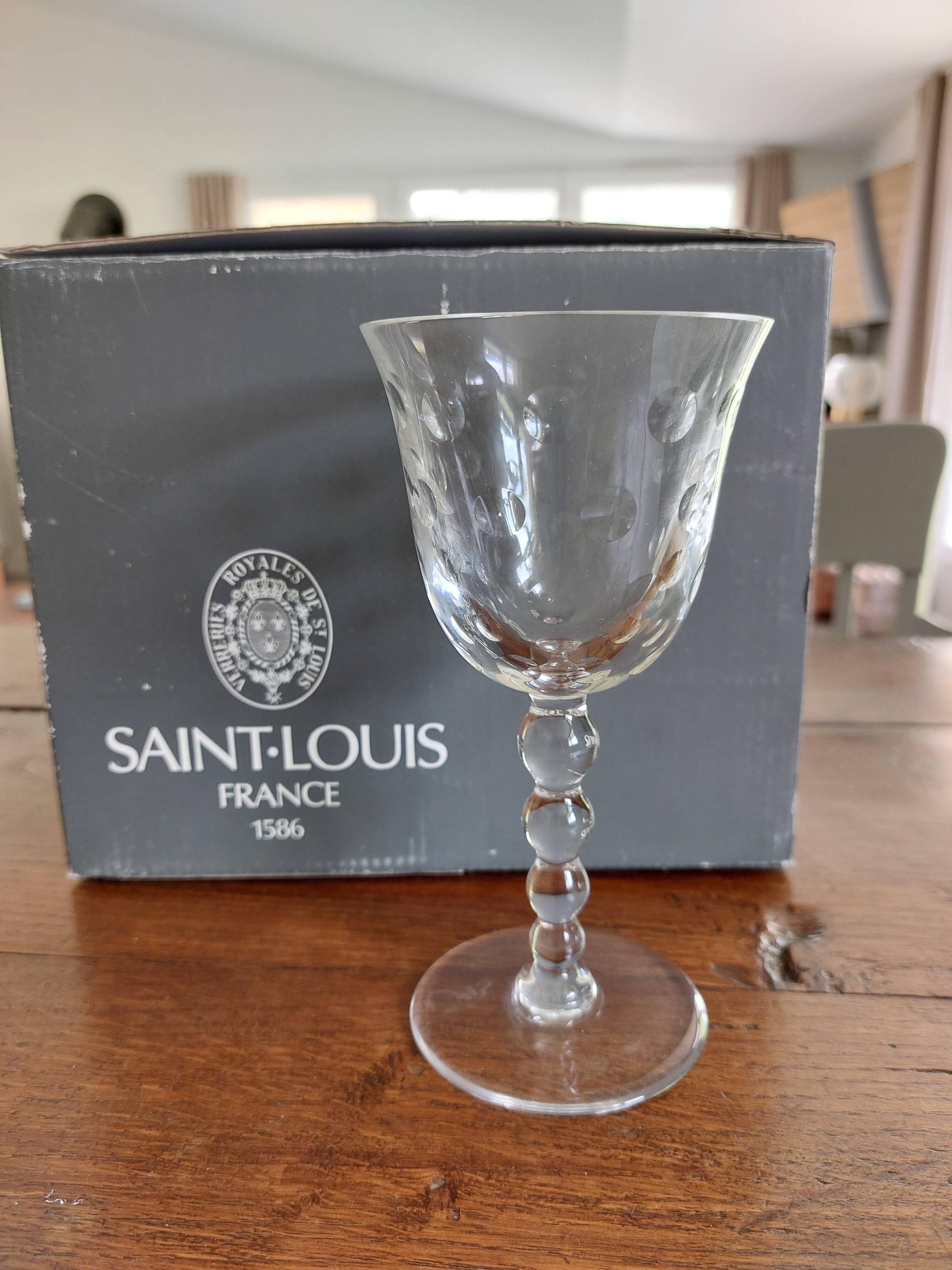 6 Burgundy glasses No. 3 Saint Louis "Bubbles"