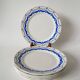 Lot de 6 assiettes plates digoin sarreguemines modèle bleu et argenté "moulins" 1950