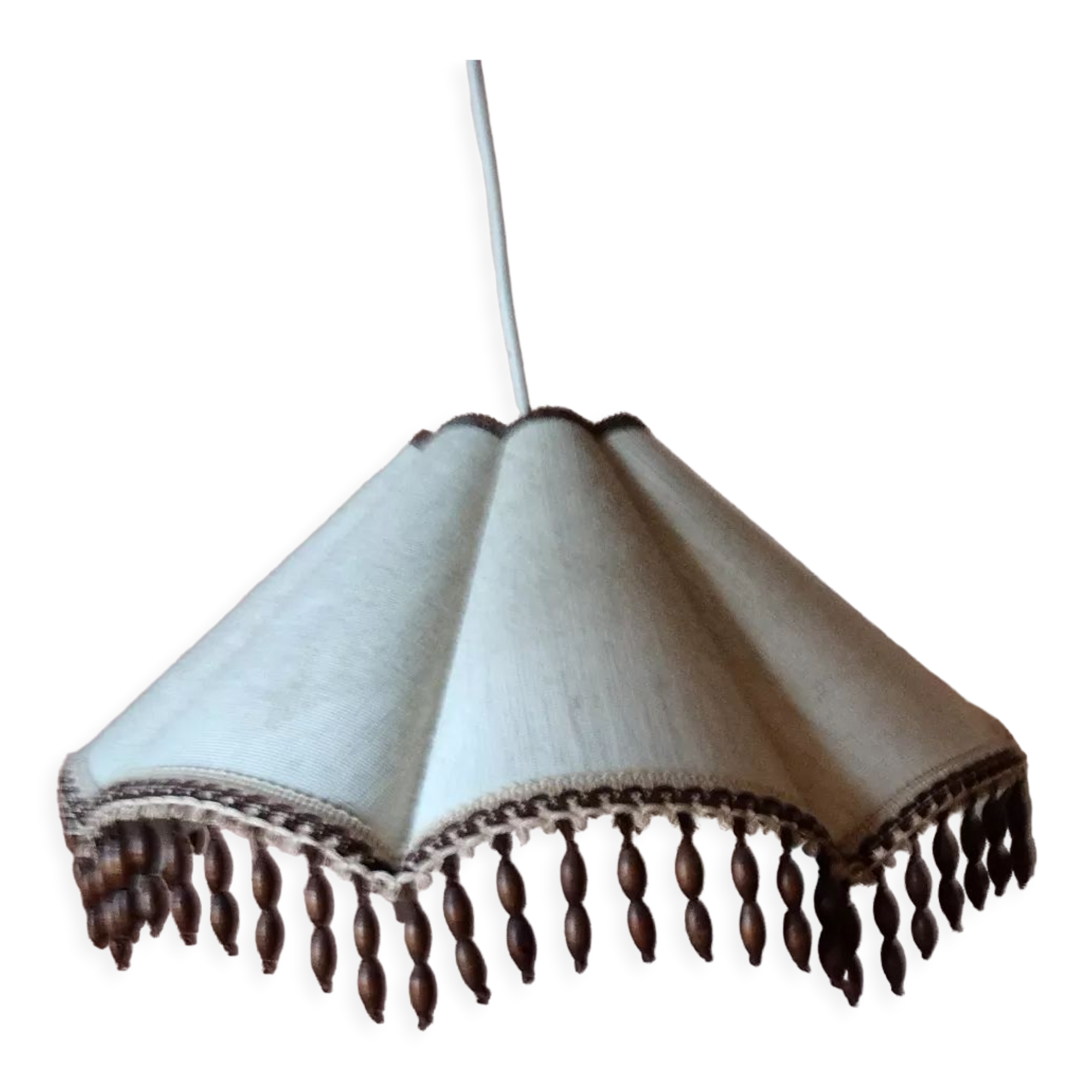 Suspension tissu perle bois
