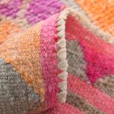3x12 Fuchisa Pink Turkish Runner,Handmade Wool Vintage Runner Rug,90x359 Cm