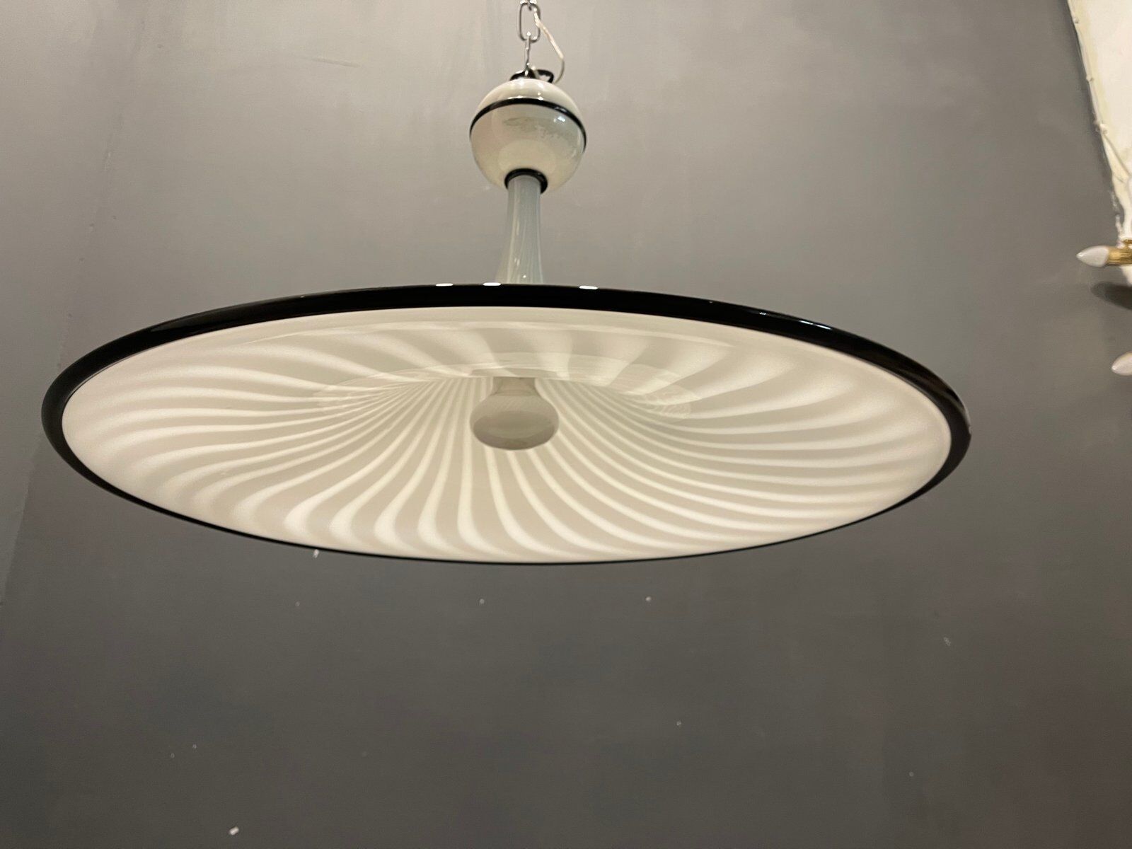 Italian black & white murano glass light pendant
