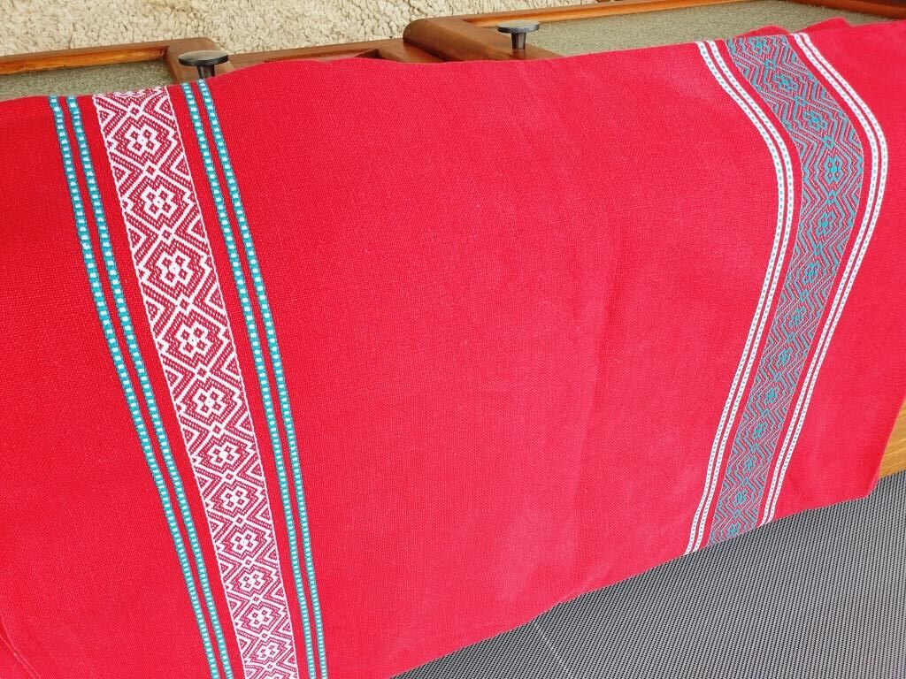 Vintage vermilion Basque tablecloth 180X130