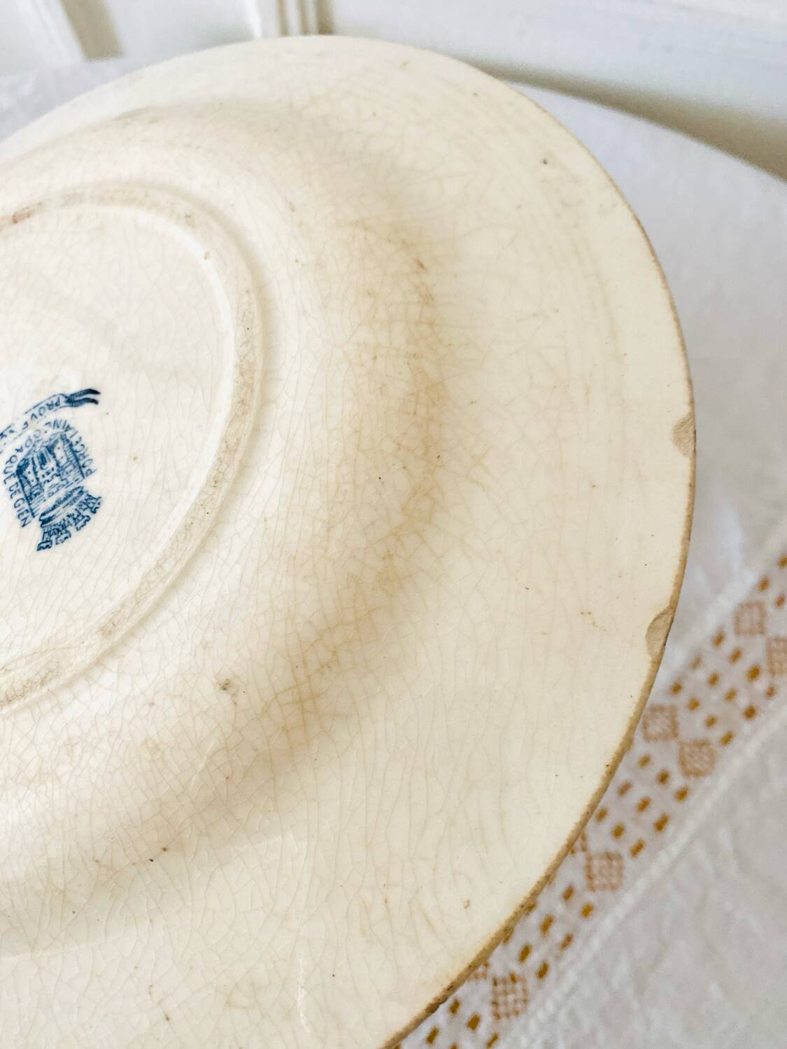 Antique opaque porcelain plates from Gien, Provençal model