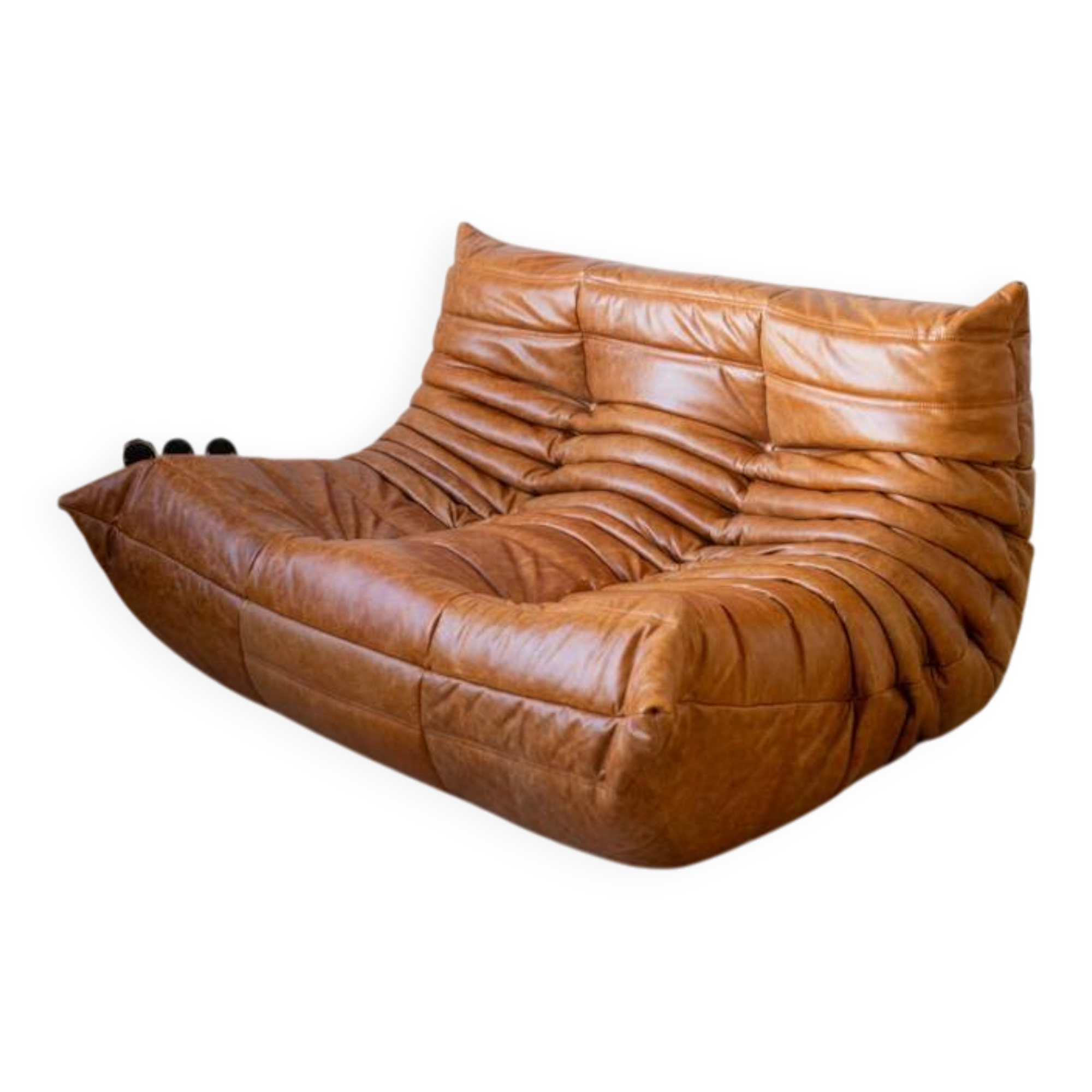 Togo set of 2 of 2-seater, 2 armchairs and ottoman in dubai pine leather