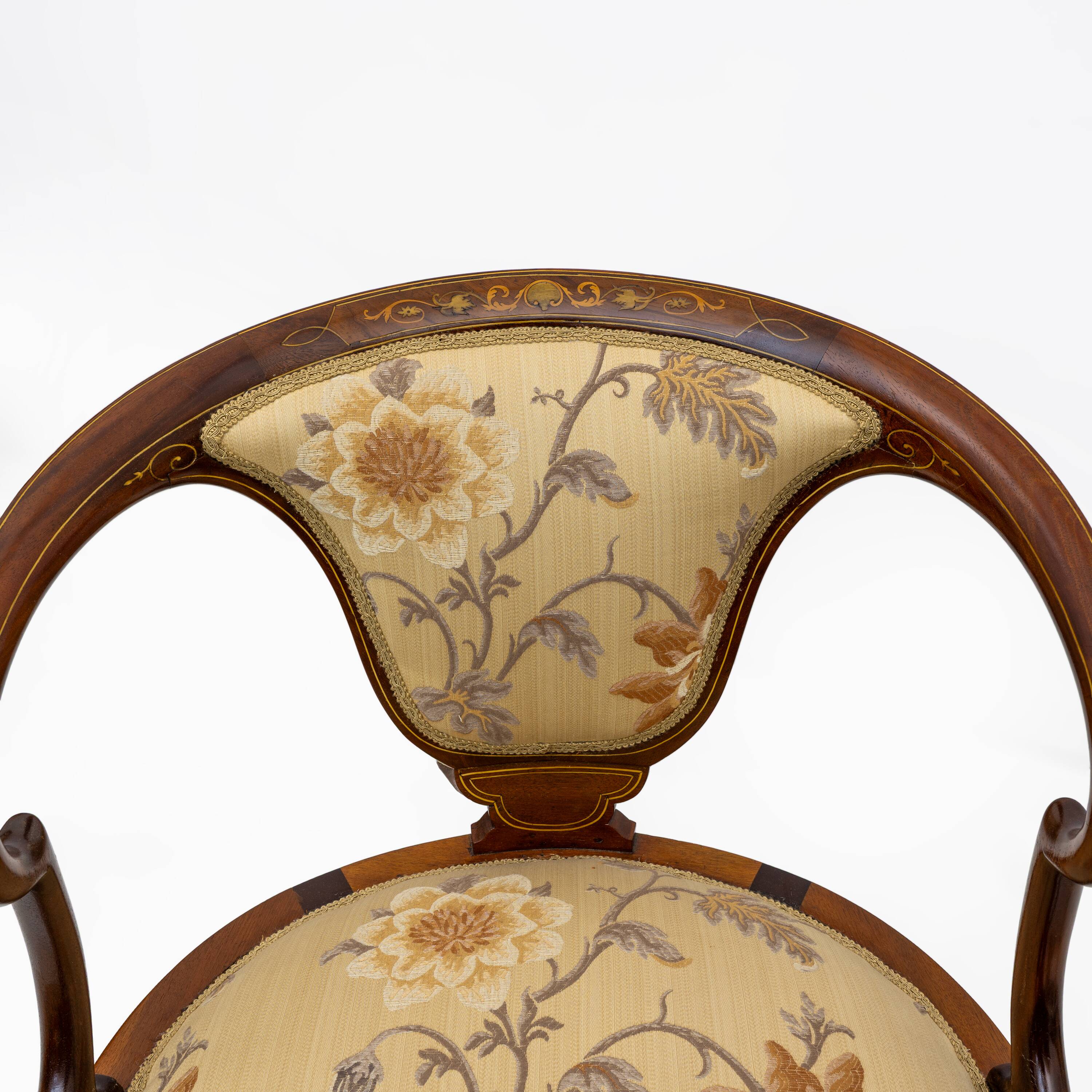 Beautiful Edwardian Inlaid Tub Back Chair