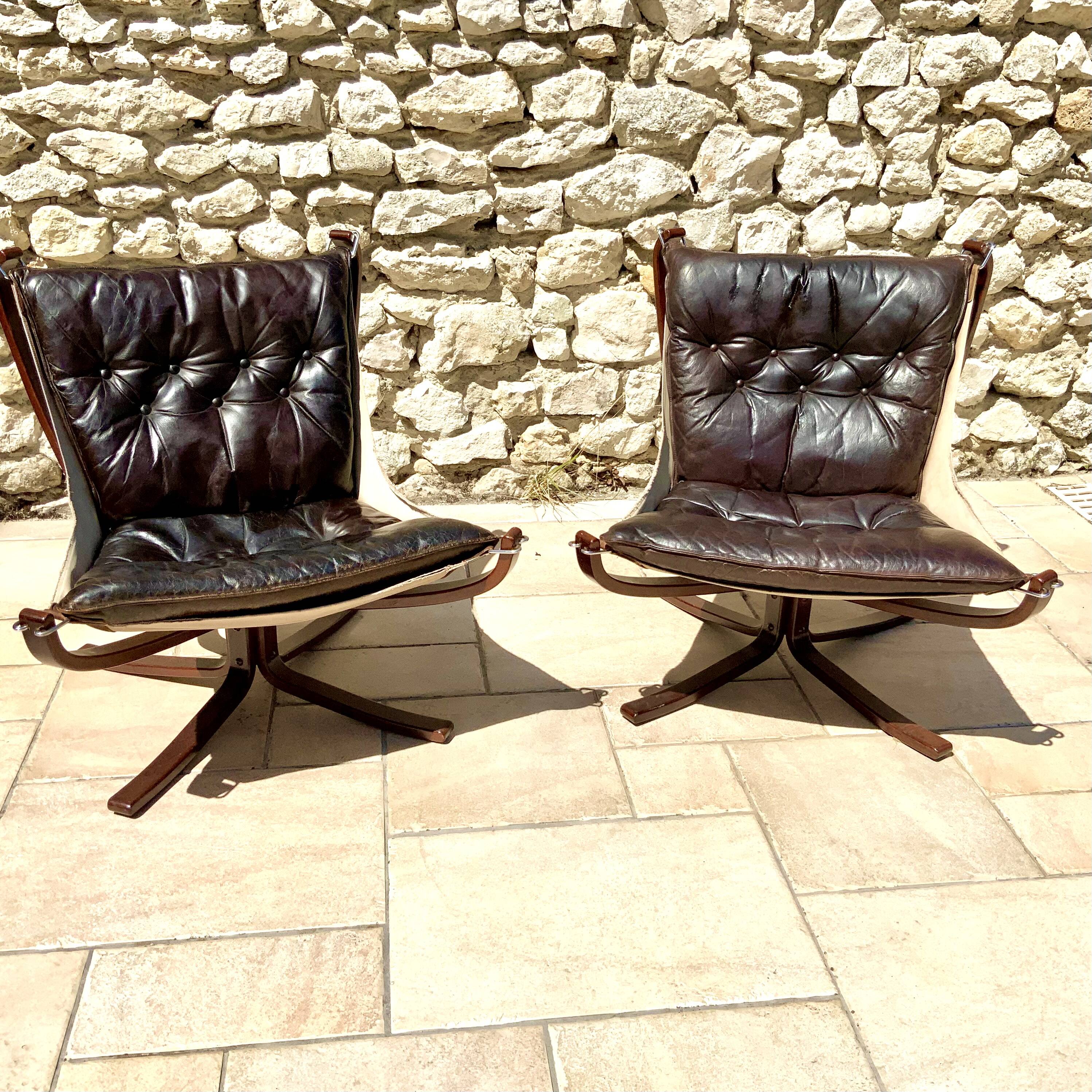 Pair of Scandinavian armchairs, Falcon by Sigurd Ressel, 1970s, produced