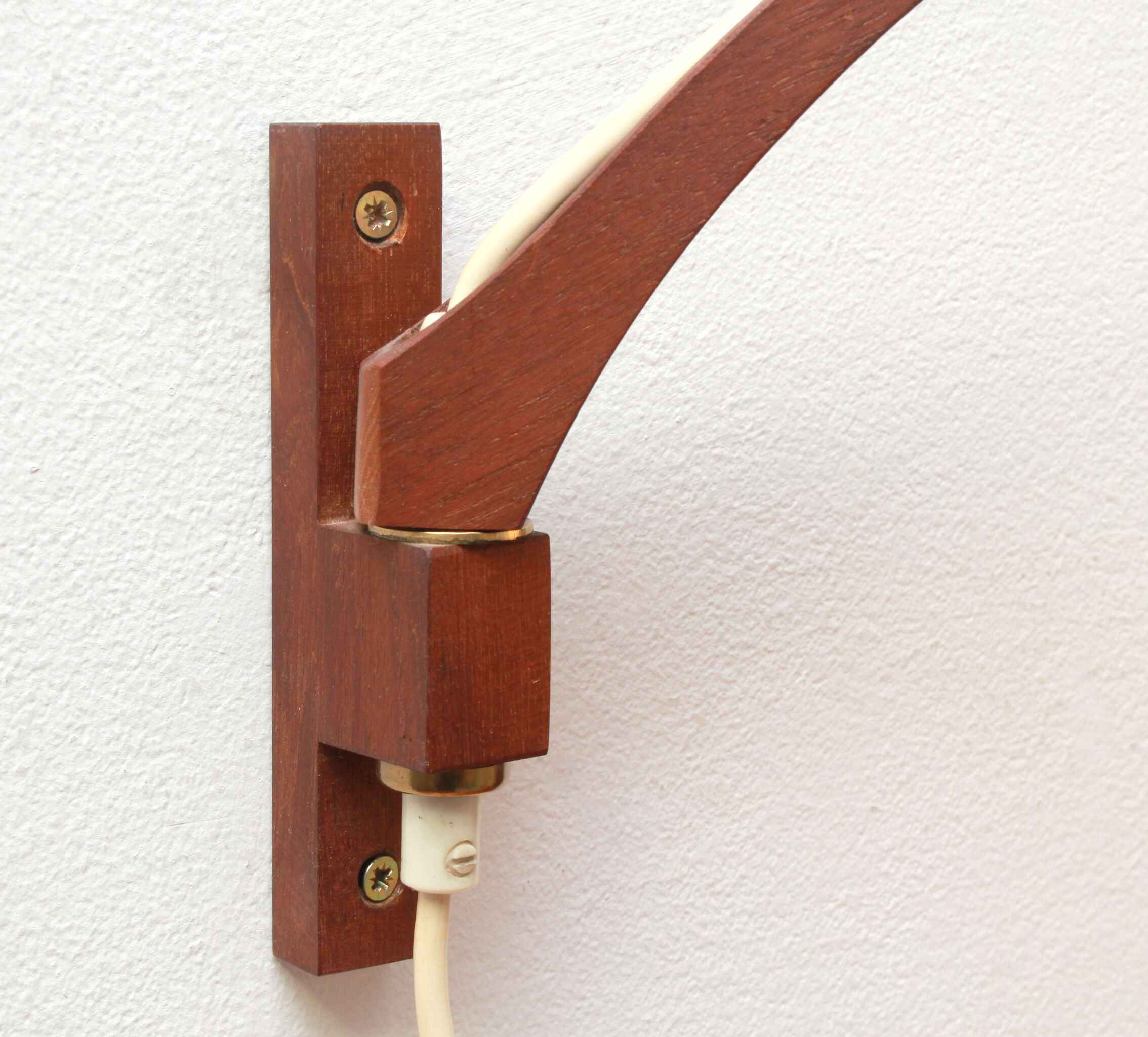 1960s wall lamp in teak and opal glass