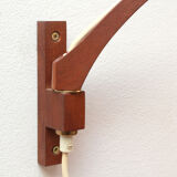 1960s wall lamp in teak and opal glass