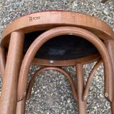 Lot de 7 tabourets de bar en bois courbé assise skaï rouge