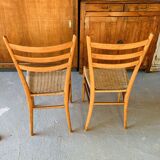 Pair of Italian chairs wood and rope