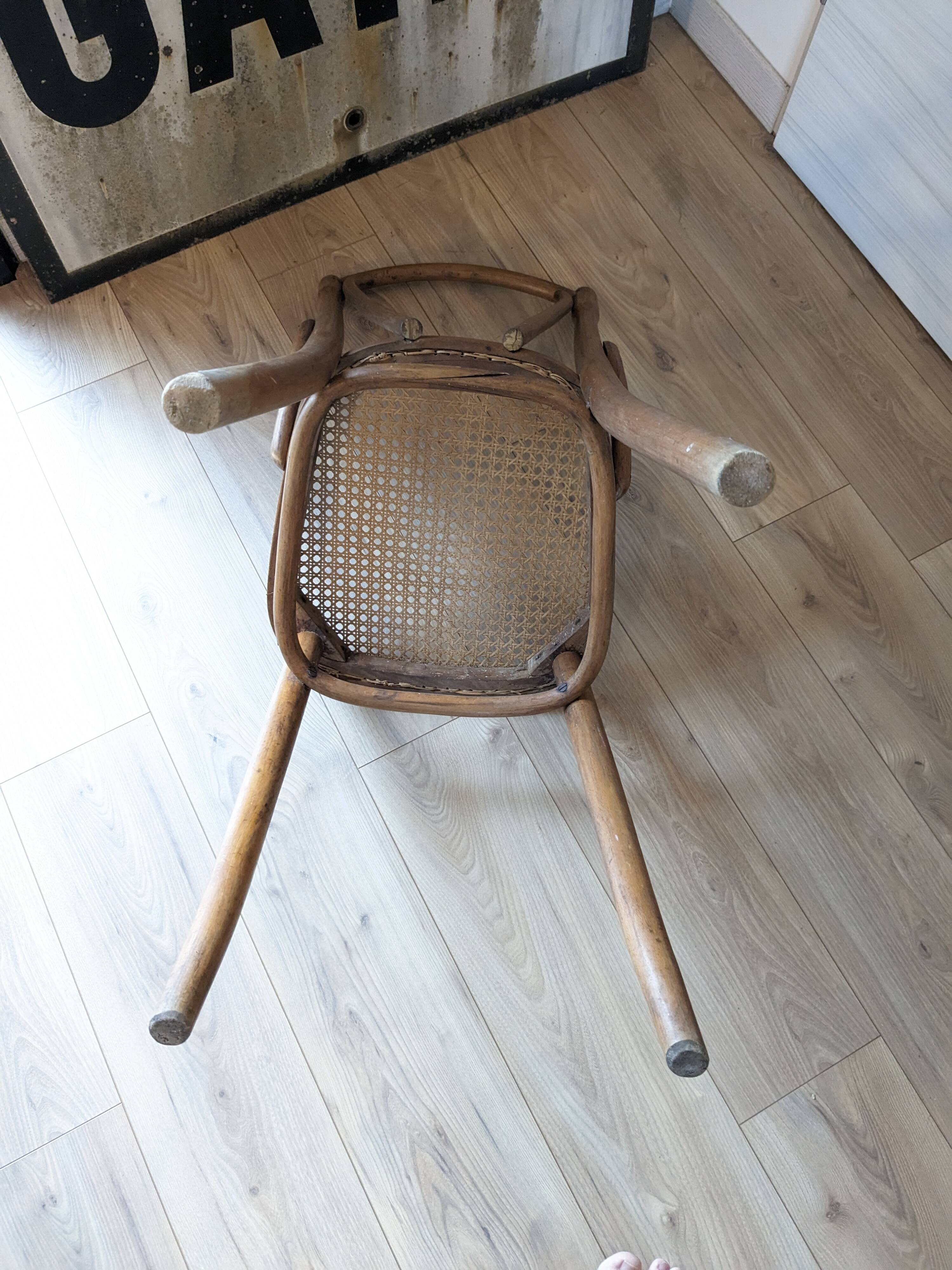 High cane bistro chair and curved wood