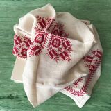 Hand embroidered linen tablecloth and napkins