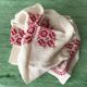 Hand embroidered linen tablecloth and napkins