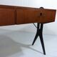 Vintage teak desk with black scissor legs 1960's