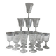 Set of 17 stemmed wine glasses