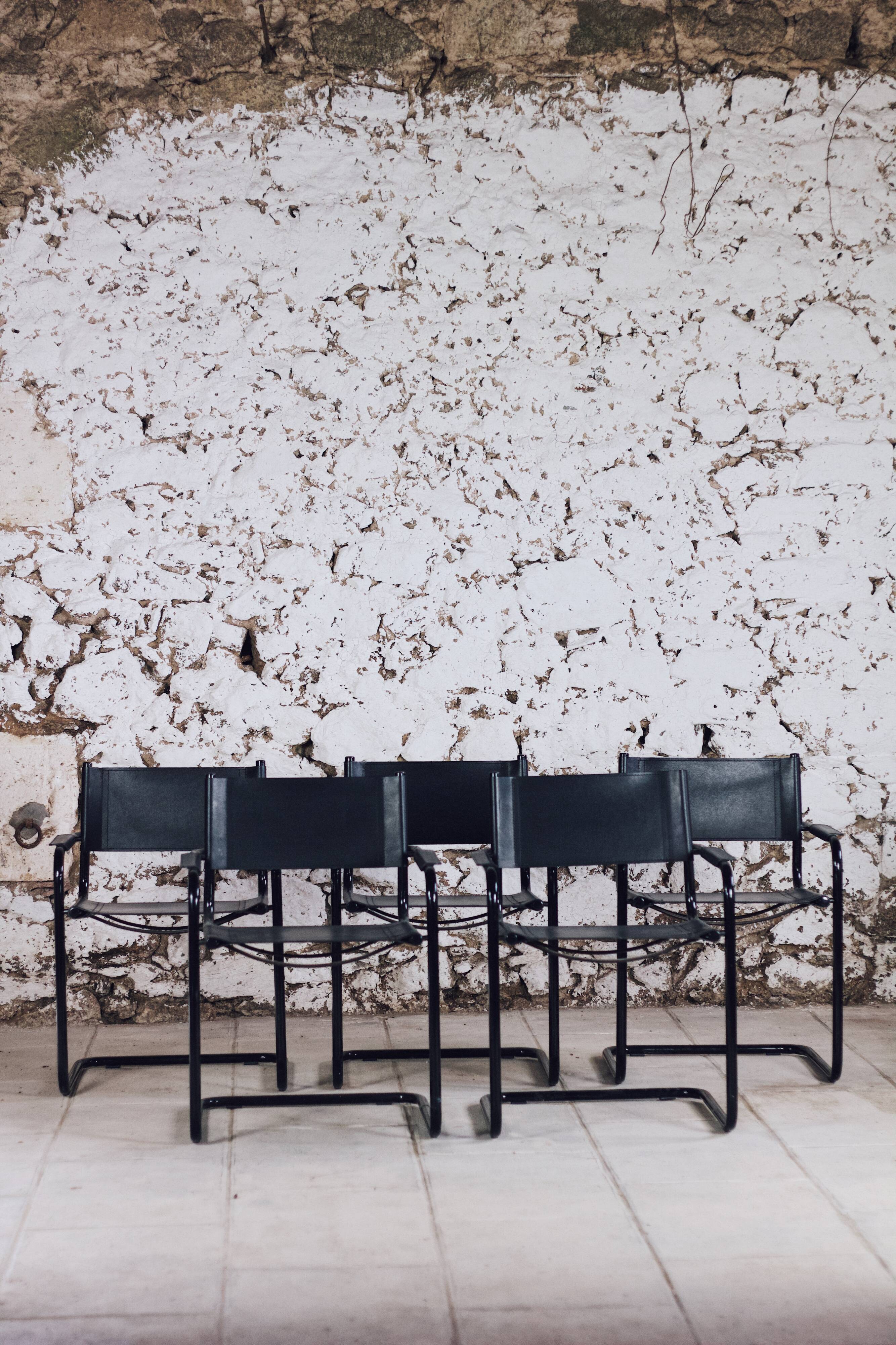 Lot de 6 fauteuils cantilever bauhaus style MG5 Grassi, 1970