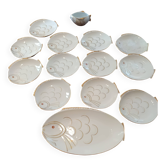 Limoges "Réva" 1940 hand-painted 12-plate fish set