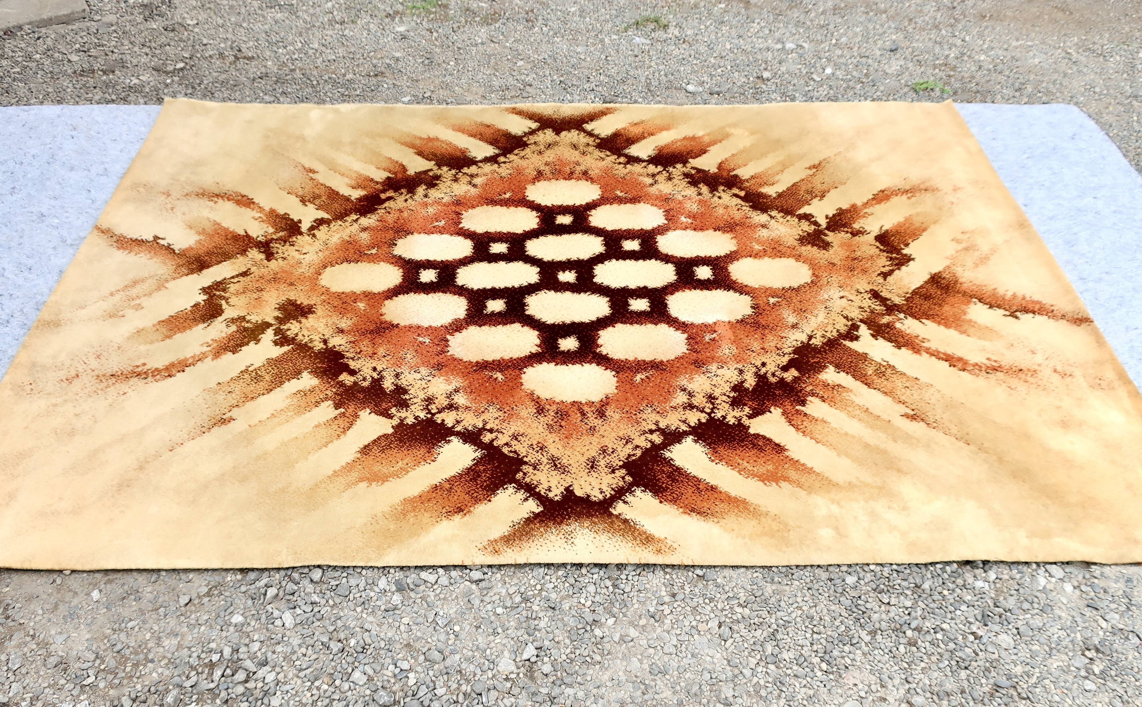 Designer Rug 1970's Pure Wool Velvet, "Amazone" Belgium, 2m x 2.90m, TBE