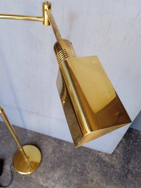 reading floor lamp in golden brass vintage design ep 1970