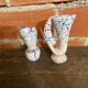 Pair of Snowstone Vases Ceramic White Blue France Vintage #D55