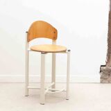High chair in beech and white