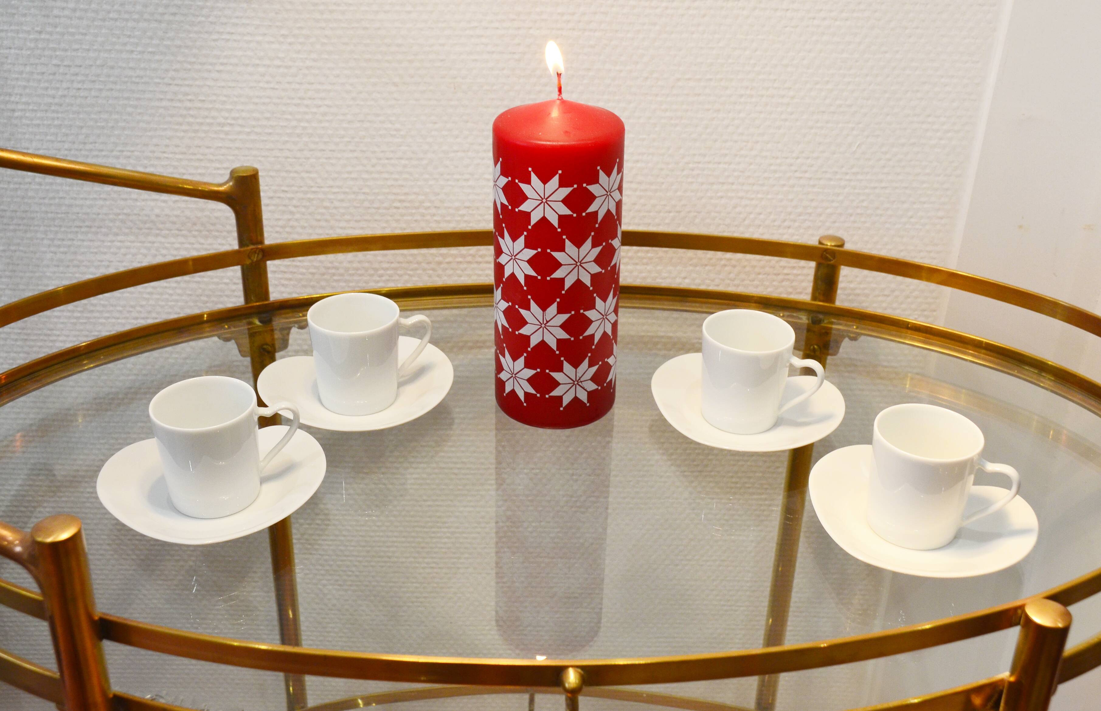 Coffee service Yves Saint Laurent 4 cups heart white porcelain